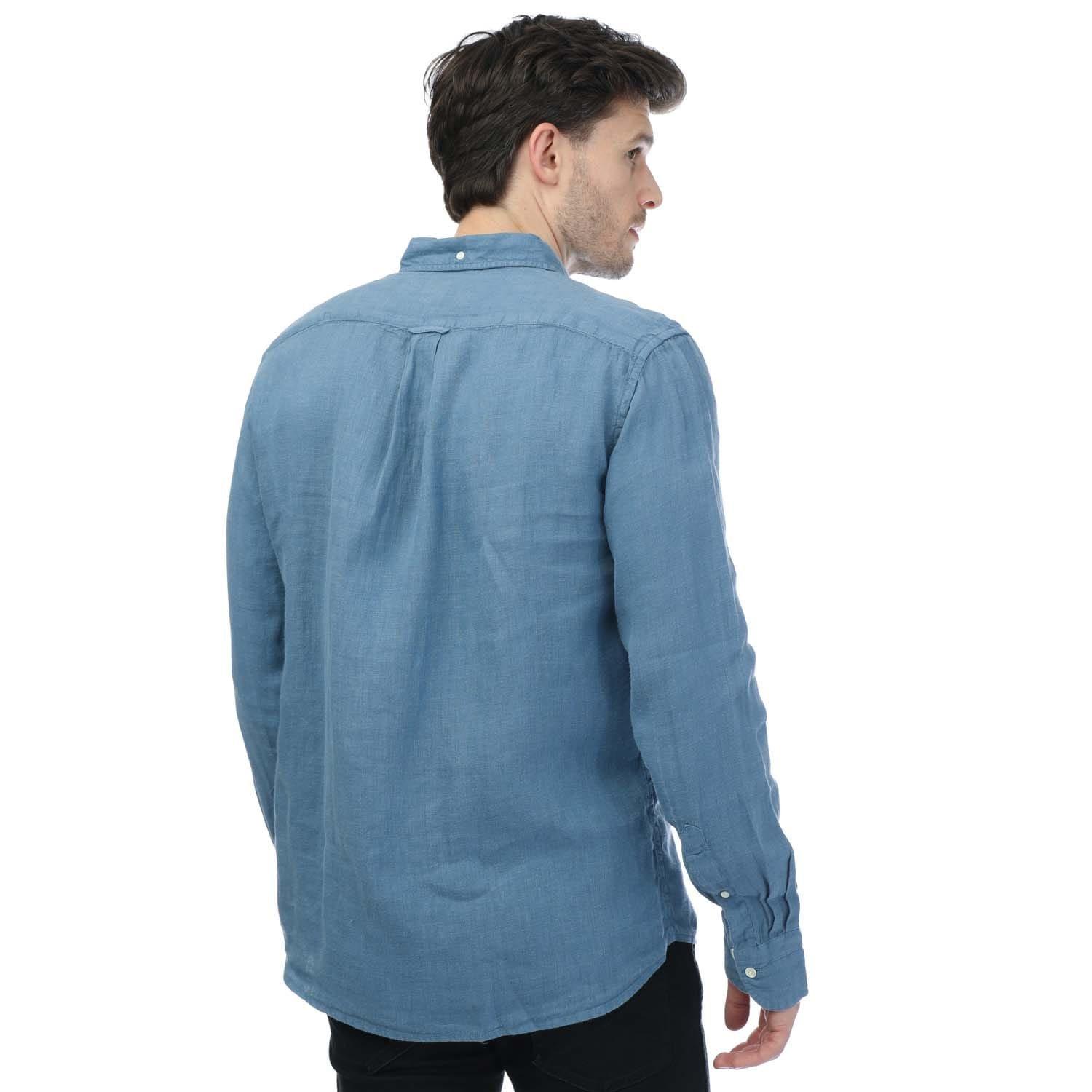 Blue - Gant - Regular Fit Garment Dyed Linen Shirt - 2