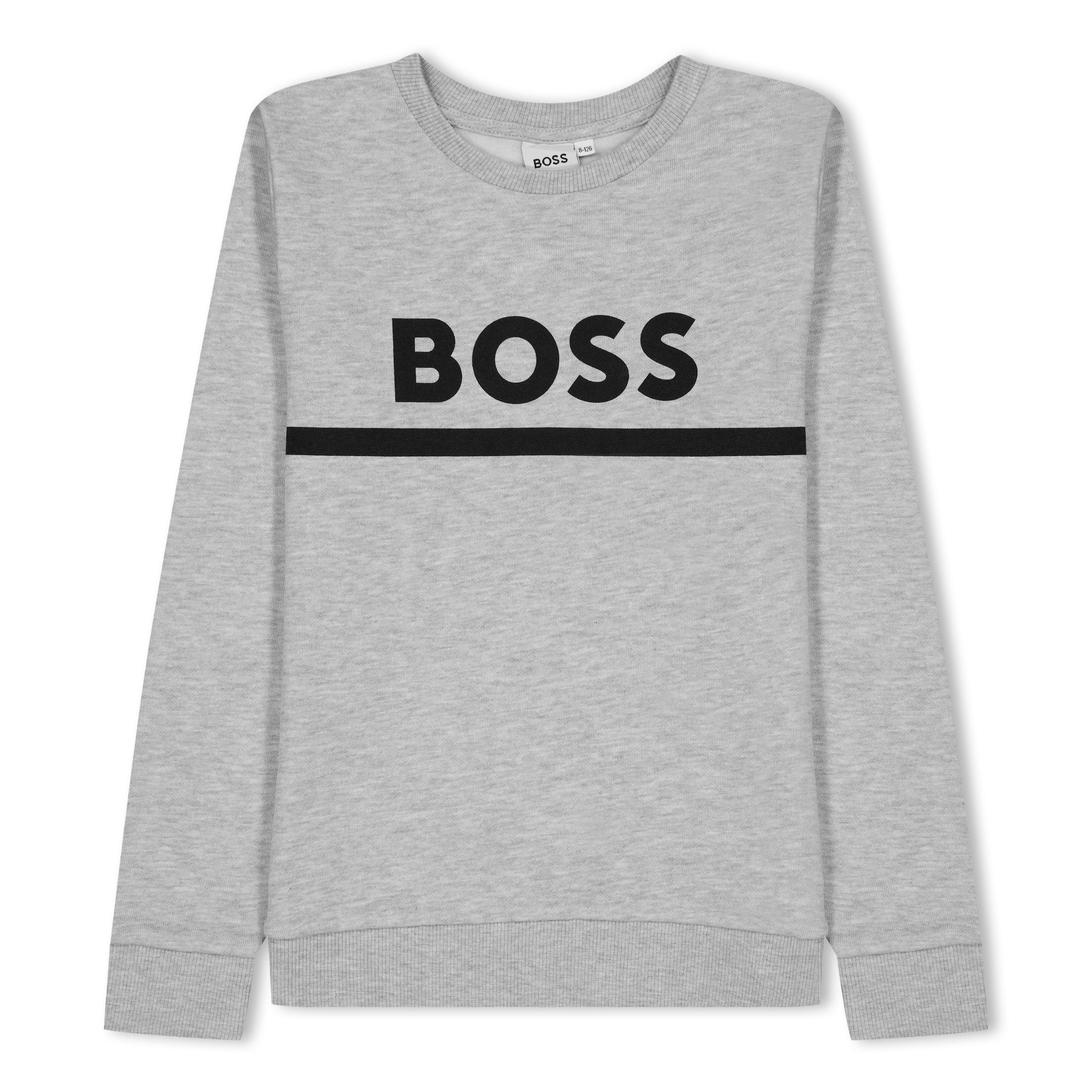 Boss Men's Kids Large Logo Sweatshirt, Logo Design - Grey A32 - 4Y