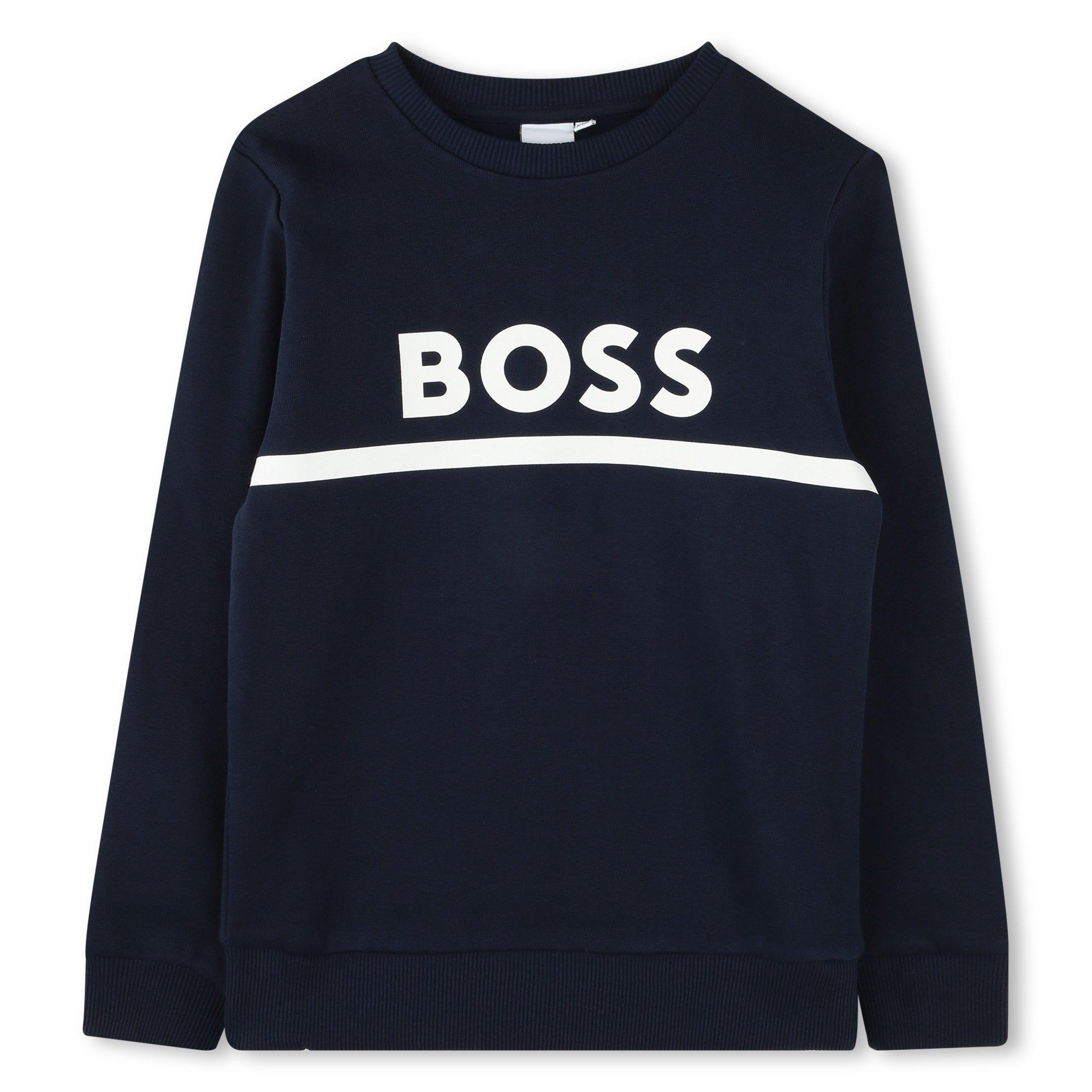 Boss Men's Kids Large Logo Sweatshirt, Logo Design - Navy 849 - 8Y