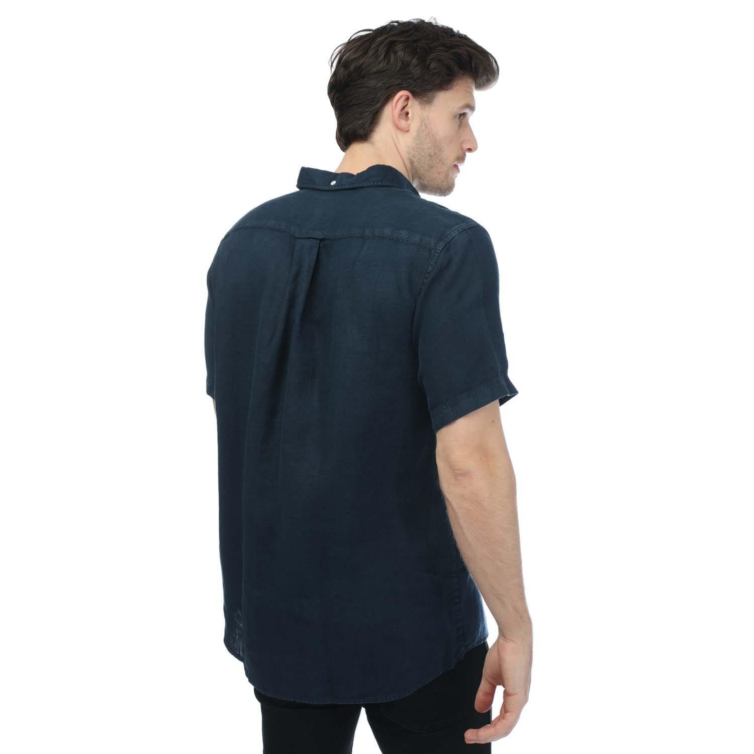 Navy - Gant - Regular Ut Garment Dyed Linen Shirt - 2