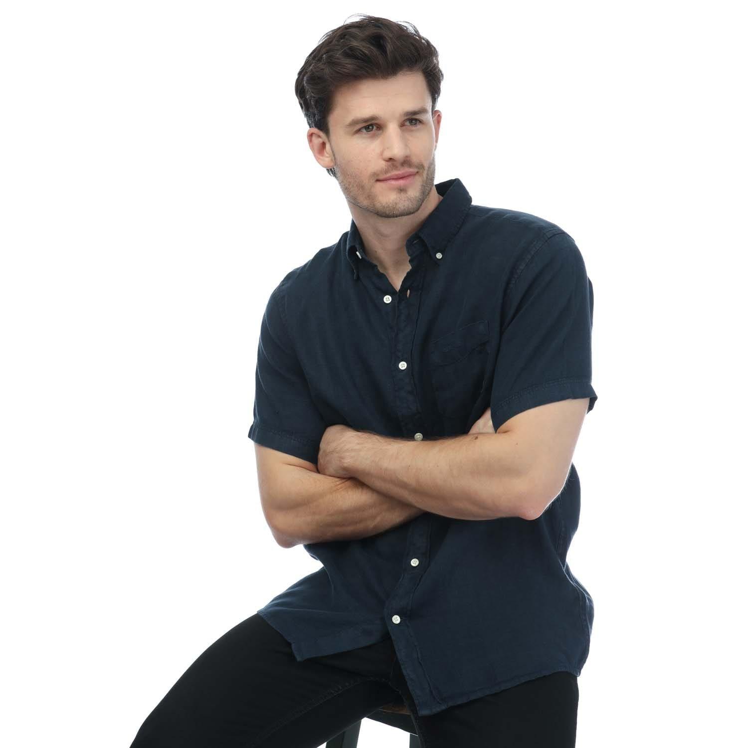 Navy - Gant - Regular Ut Garment Dyed Linen Shirt - 4