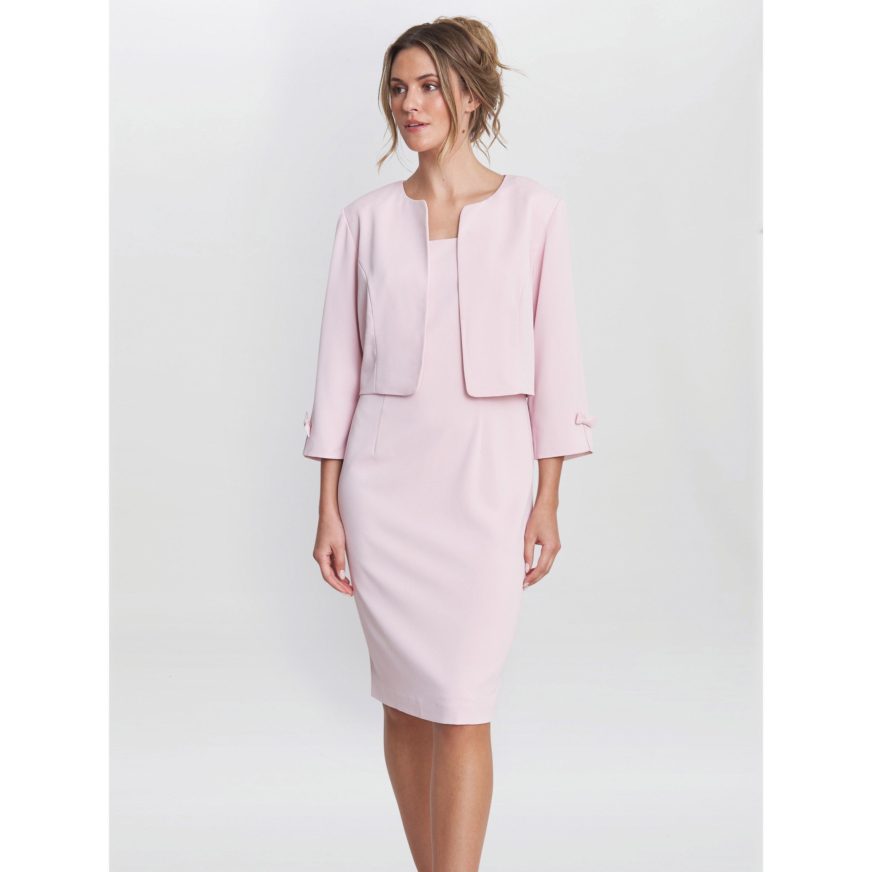 Gina Bacconi Women's Corinne Crepe Dress And Jacket - Potpourri Pink - 20
