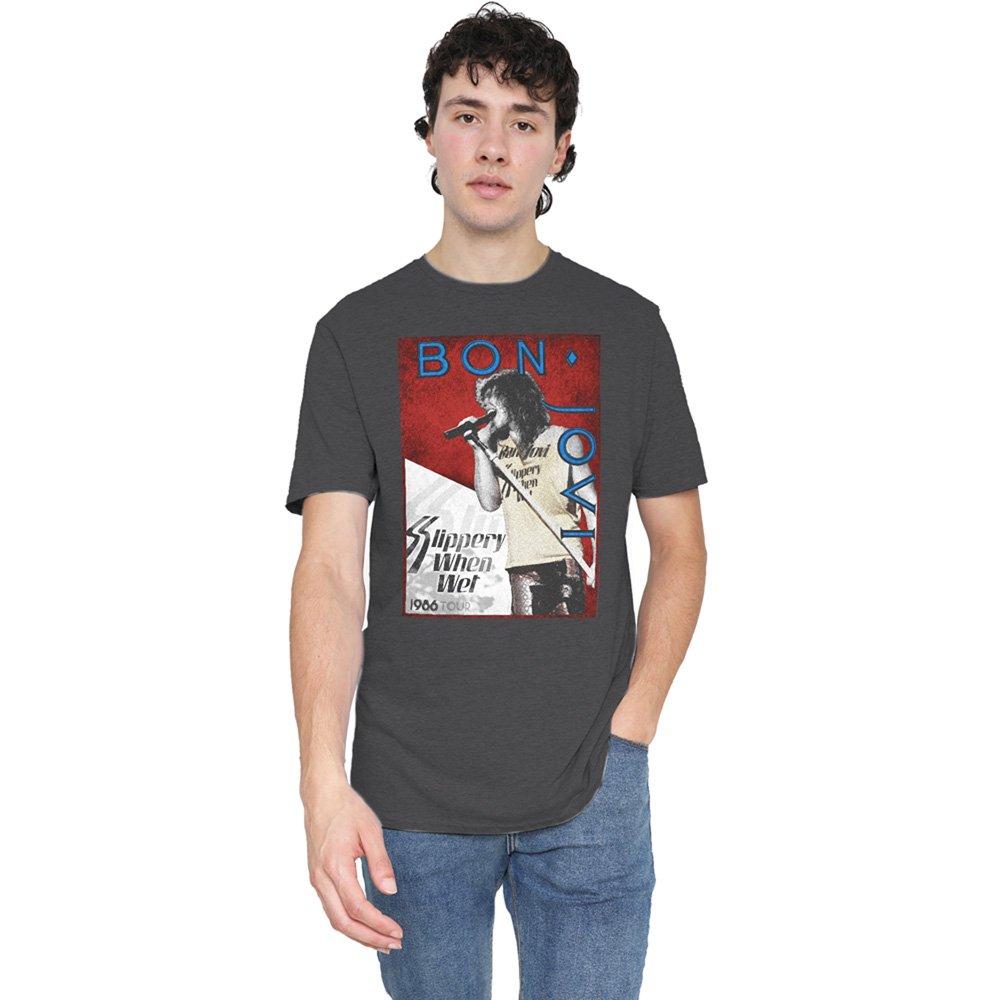 Bon Jovi Men's 86 Tour T-Shirt Charcoal - Grey - XXL