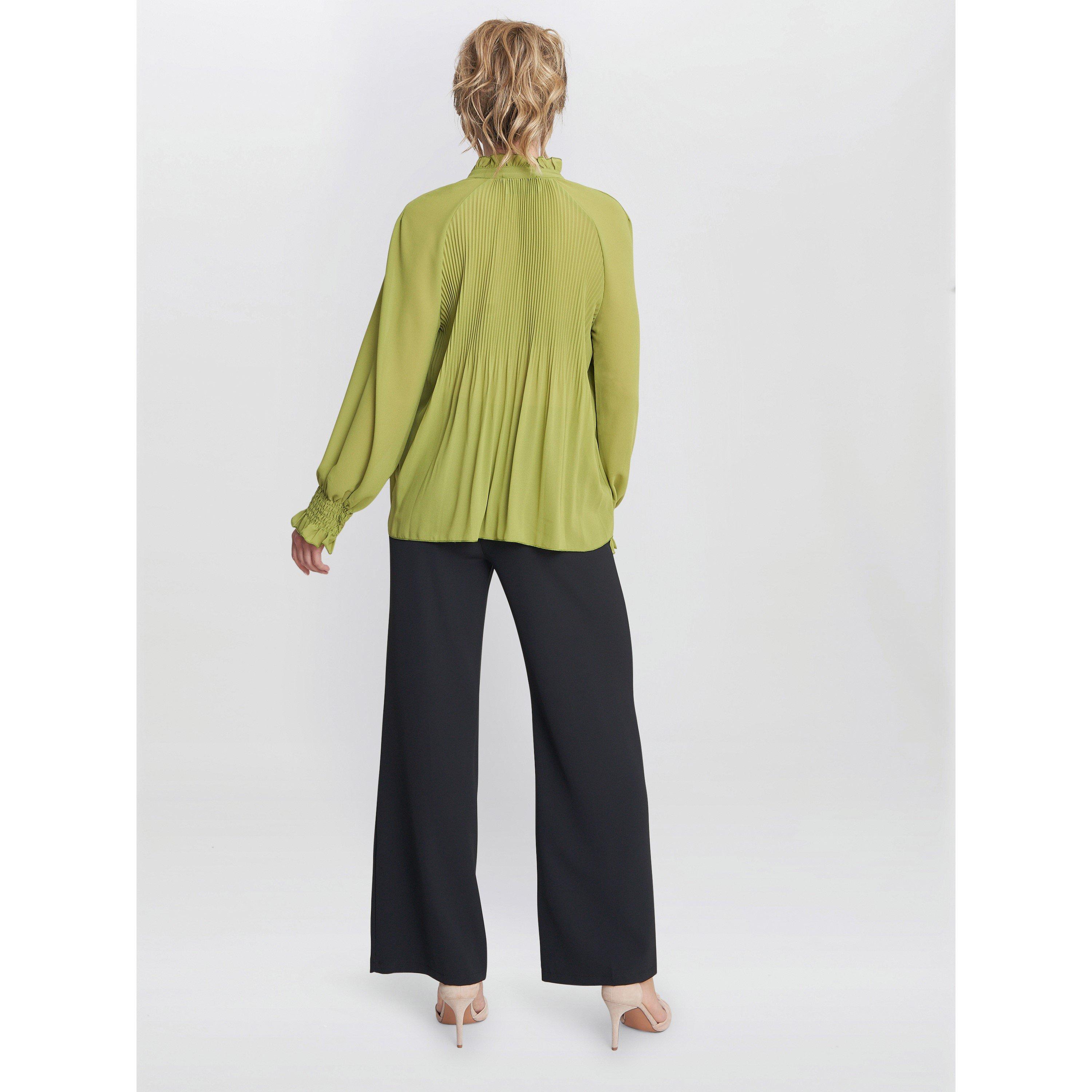 Lime - Gina Bacconi - Delphine Pleat Frill Neck Blouse - 2
