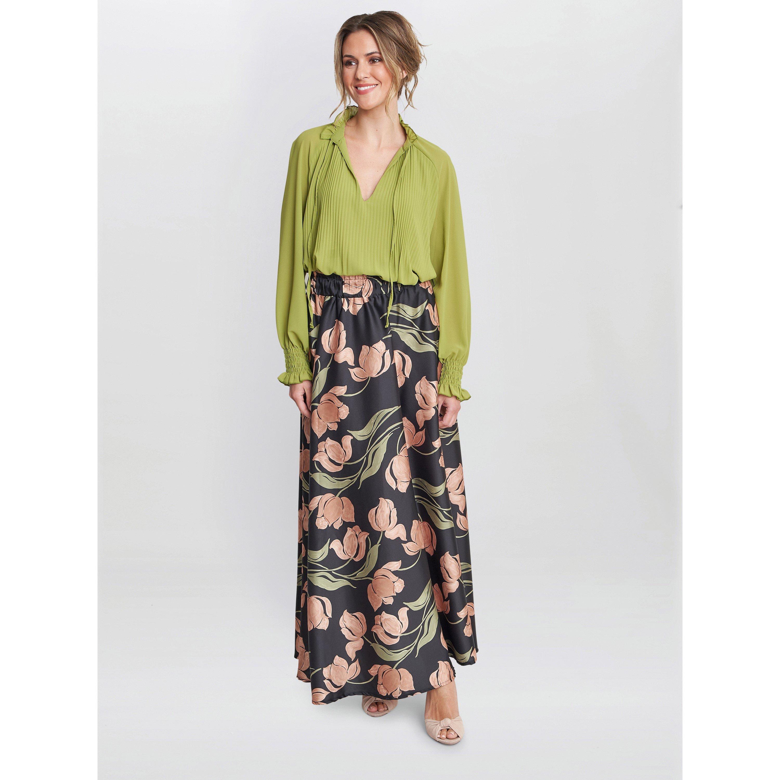Lime - Gina Bacconi - Delphine Pleat Frill Neck Blouse - 3