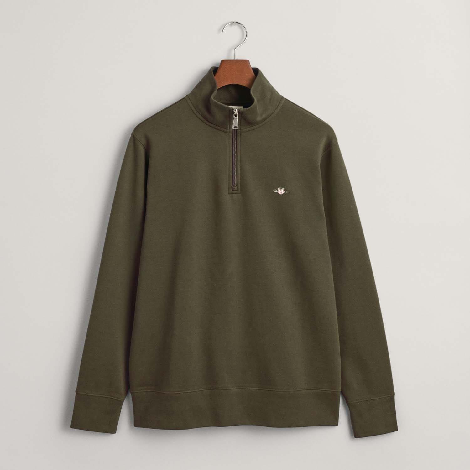 Green - Gant - Embroidered Archive Shield Half-Zip Sweatshirt