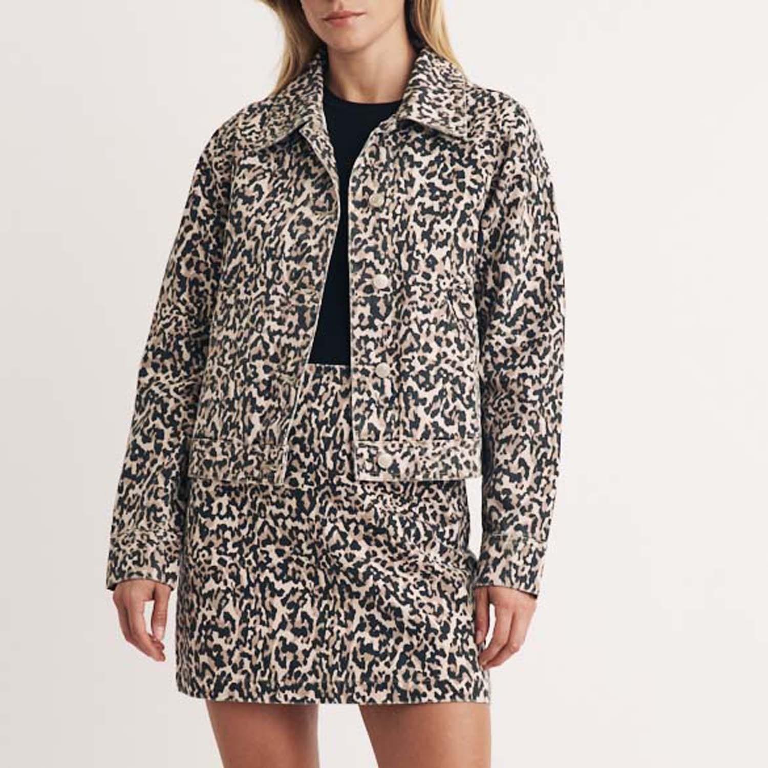 Brown - Nobodys Child - Frankie Leopard Print Denim Jacket - 4