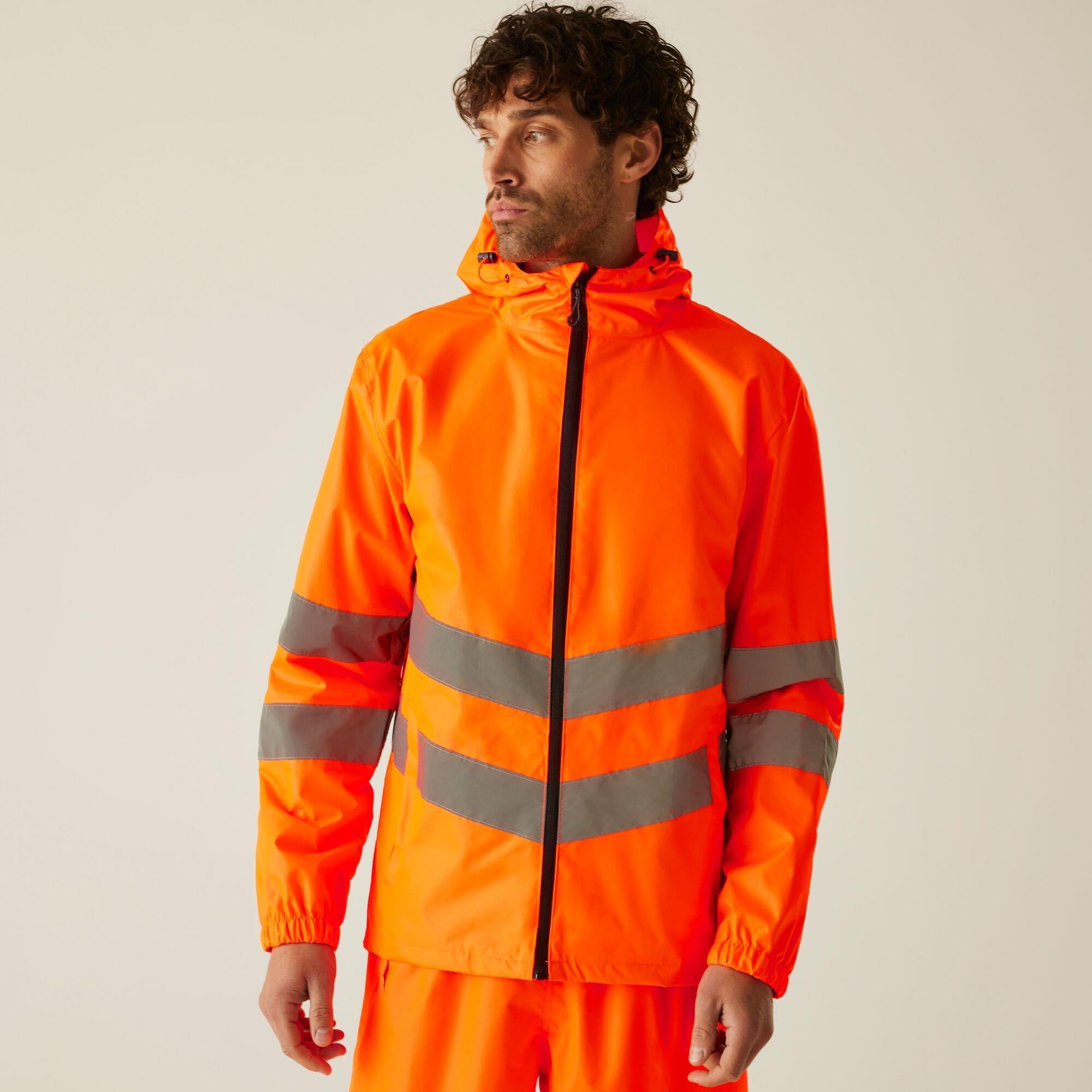 Regatta Men's Hi-Vis Pro Waterproof Reflective Packaway Wo - Orange - XXL
