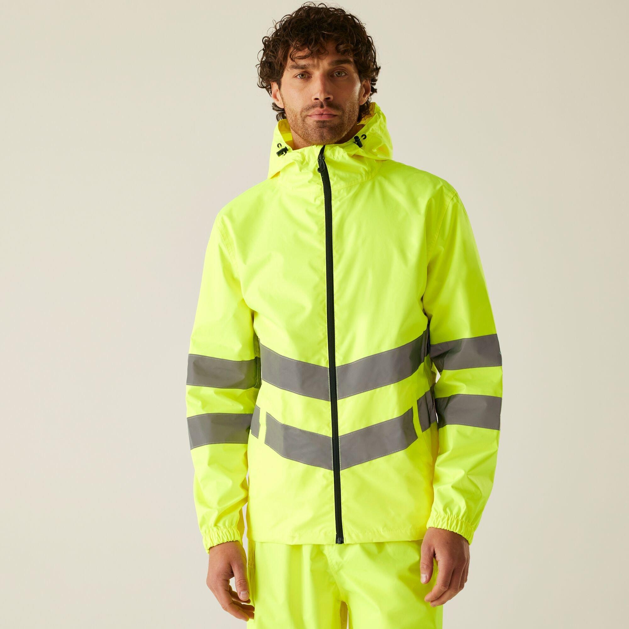 Regatta Men's Hi-Vis Pro Waterproof Reflective Packaway Wo - Yellow - M