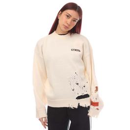 Heron Preston Shredded Knitted Crewneck Sweater