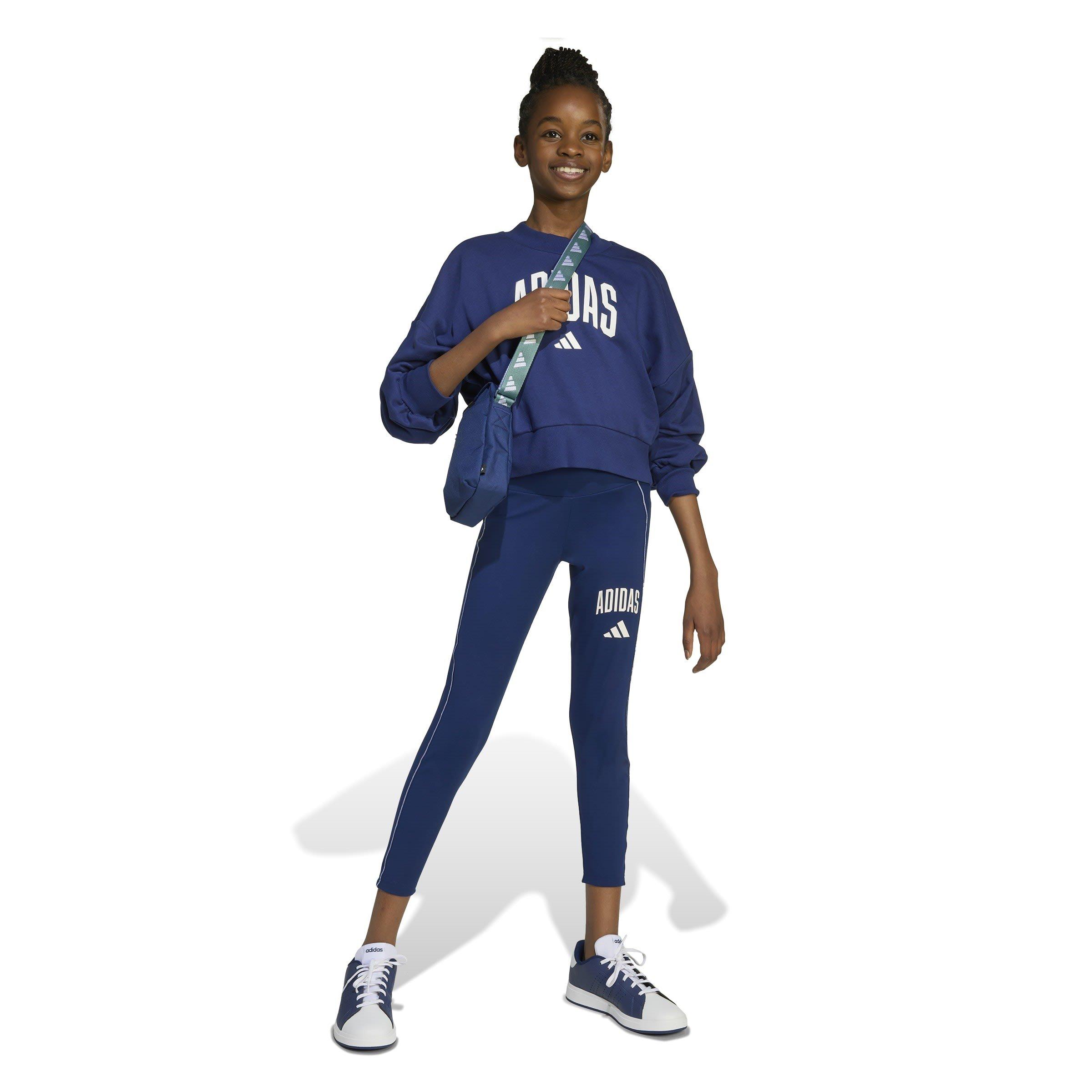 Blue/White - adidas - Train Essentials Collegiate Print Leggings Kids - 6