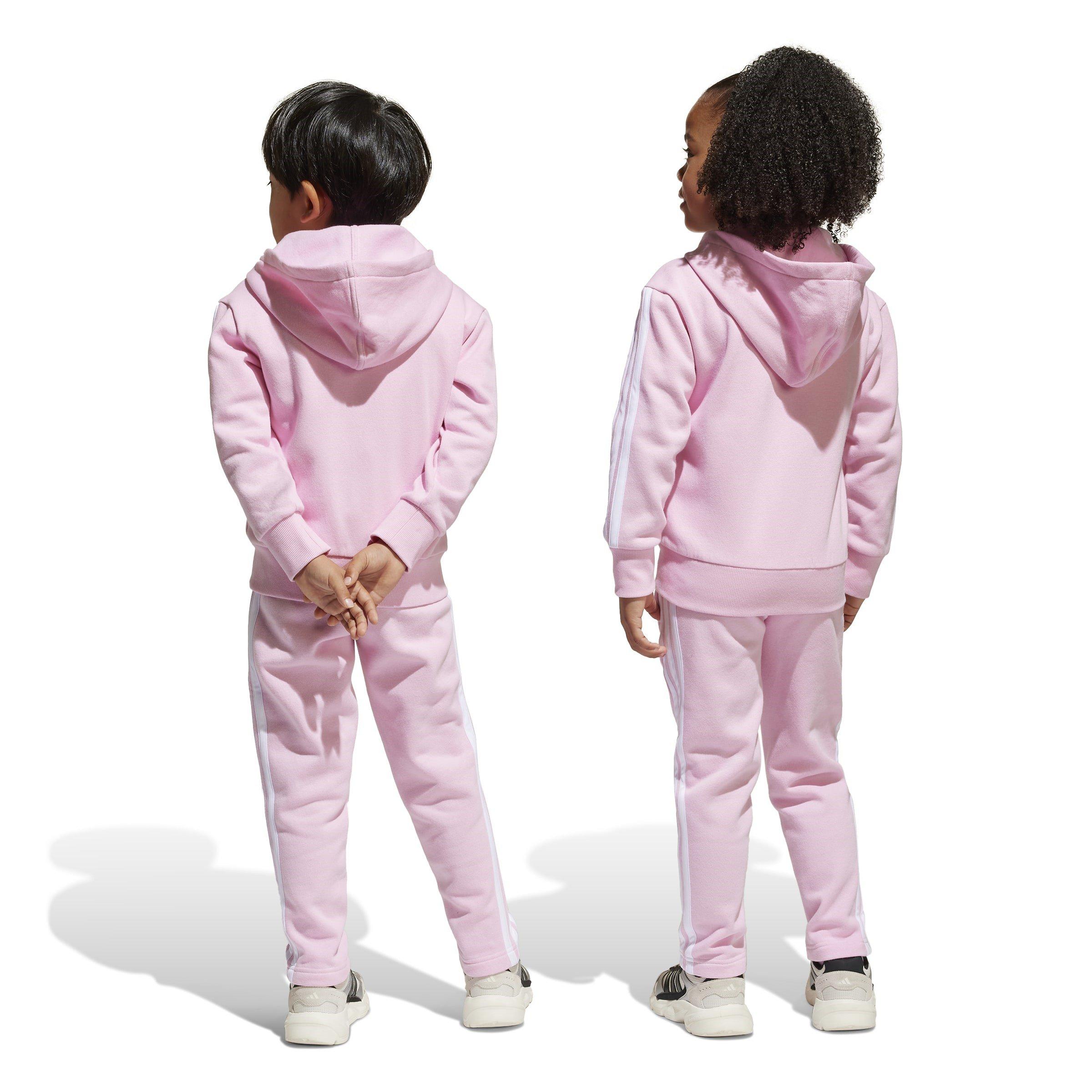 Pink/White - adidas - Seasonal Essentials Tiberio 3-Stripes Fleece Track Suit Kids - 3