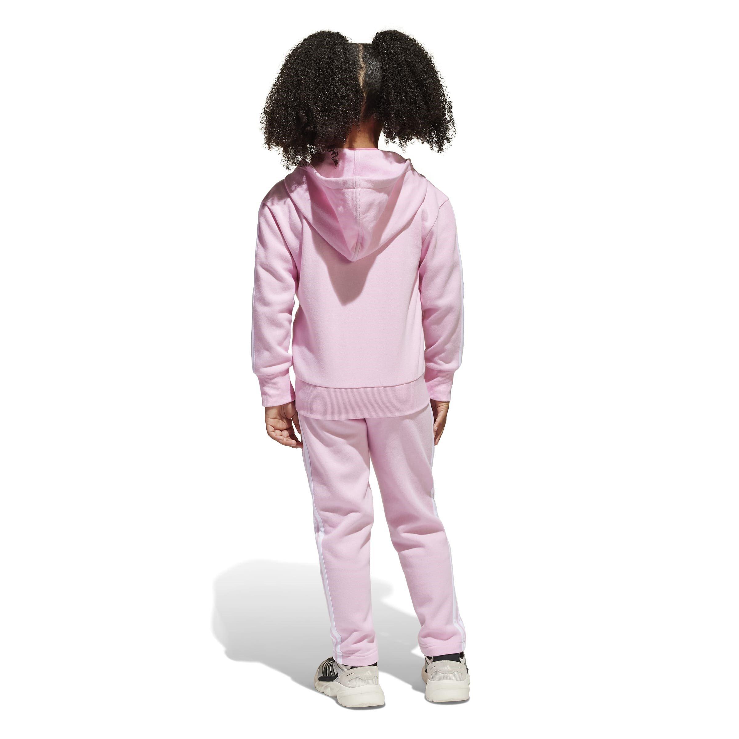 Pink/White - adidas - Seasonal Essentials Tiberio 3-Stripes Fleece Track Suit Kids - 5