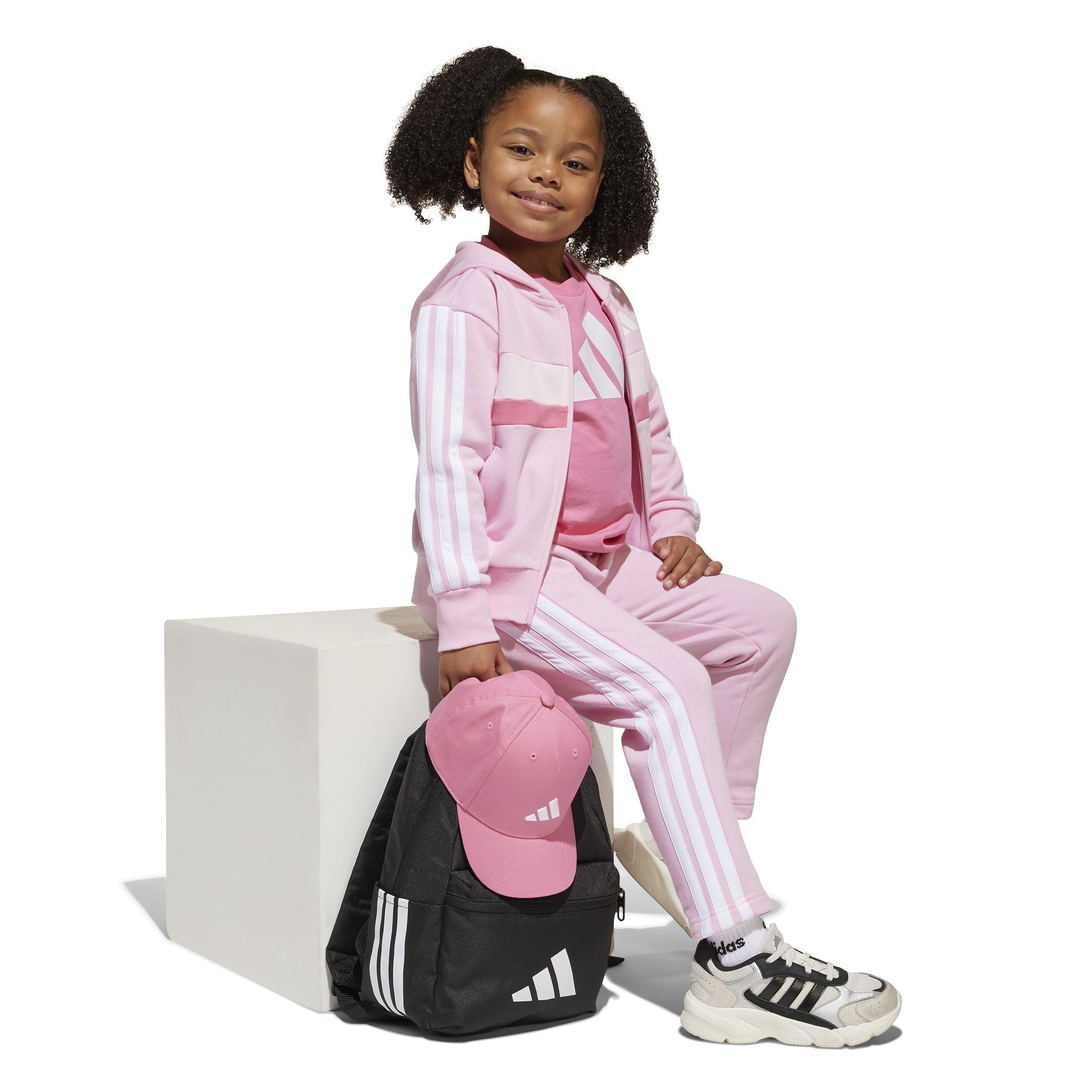 Pink/White - adidas - Seasonal Essentials Tiberio 3-Stripes Fleece Track Suit Kids - 6
