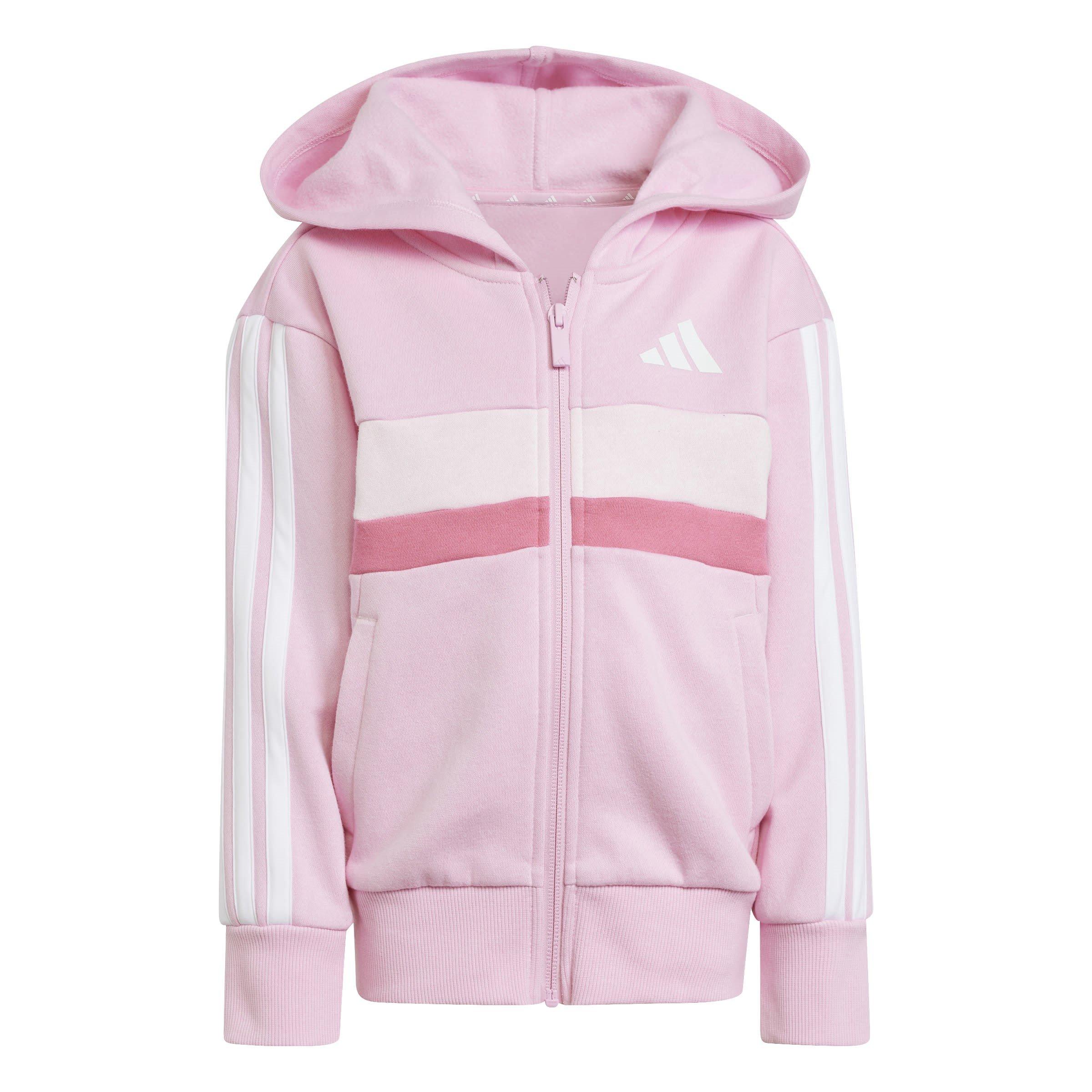 Pink/White - adidas - Seasonal Essentials Tiberio 3-Stripes Fleece Track Suit Kids - 7