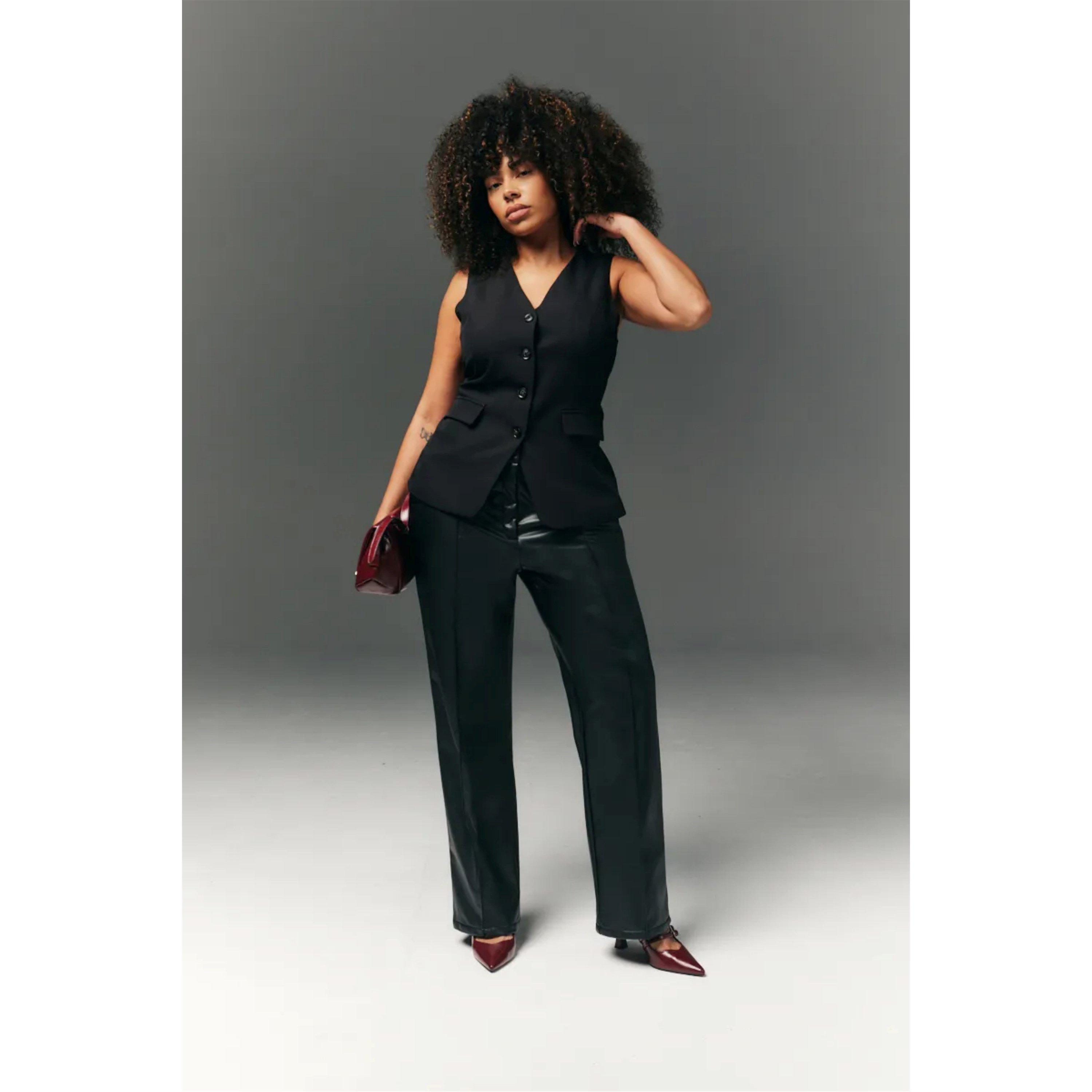 Black - In The Style - Tall Perfect Sculpting High Waisted Leather Look S - 1