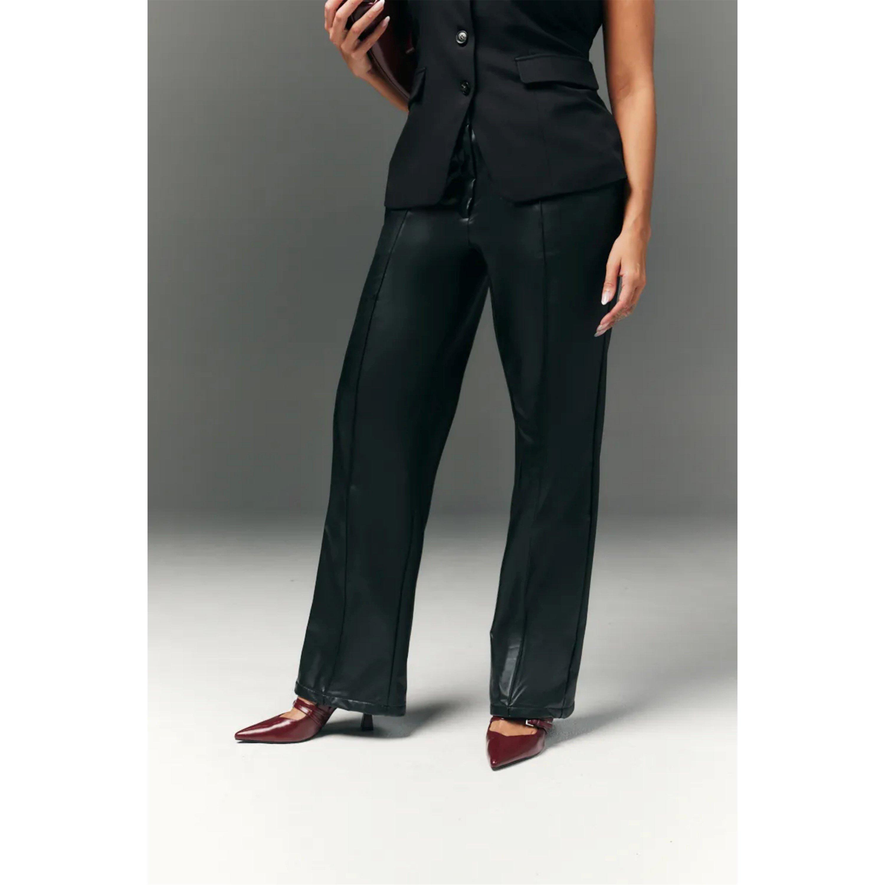 Black - In The Style - Tall Perfect Sculpting High Waisted Leather Look S - 3