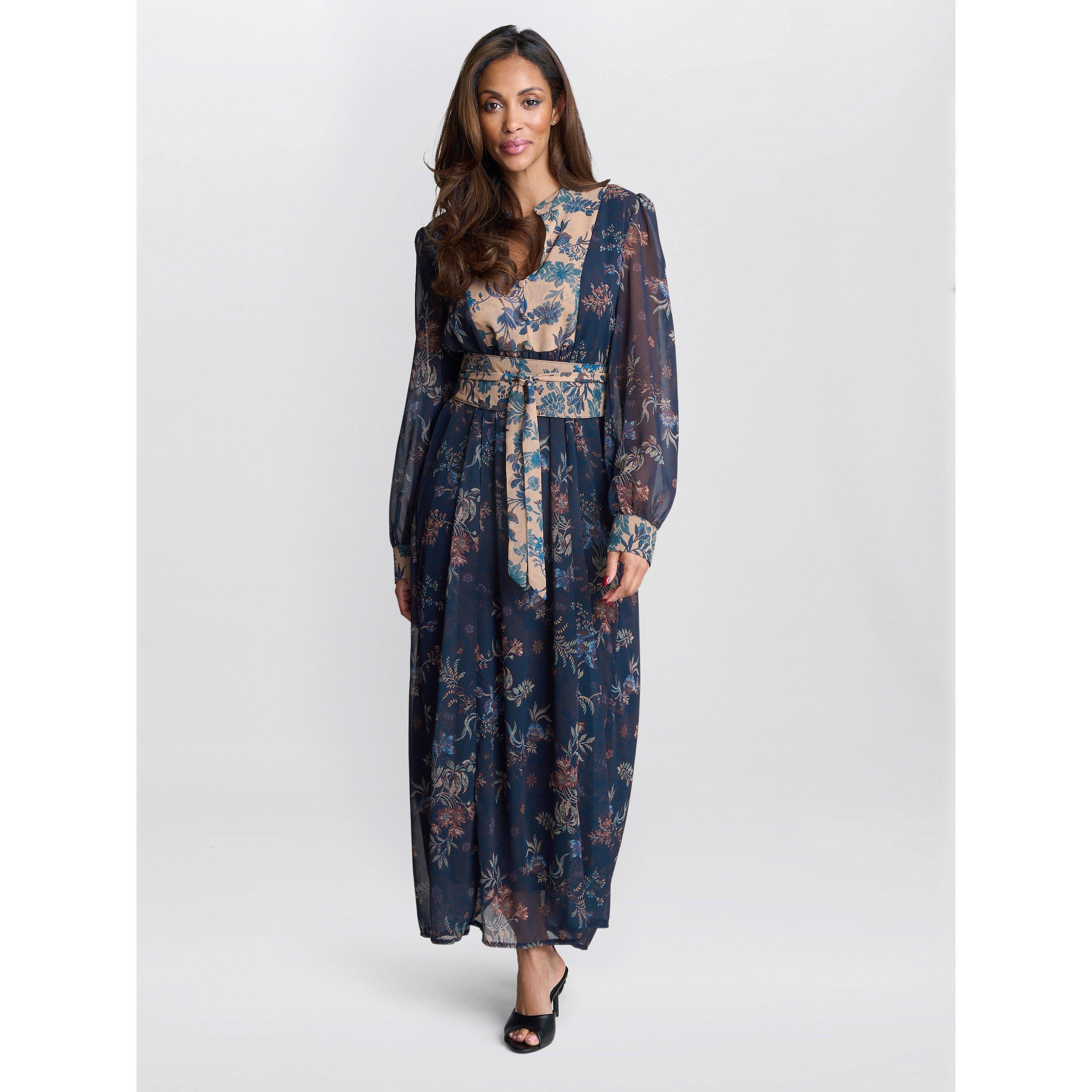Navy / Multi - Gina Bacconi - Renata Boho Dress - 6