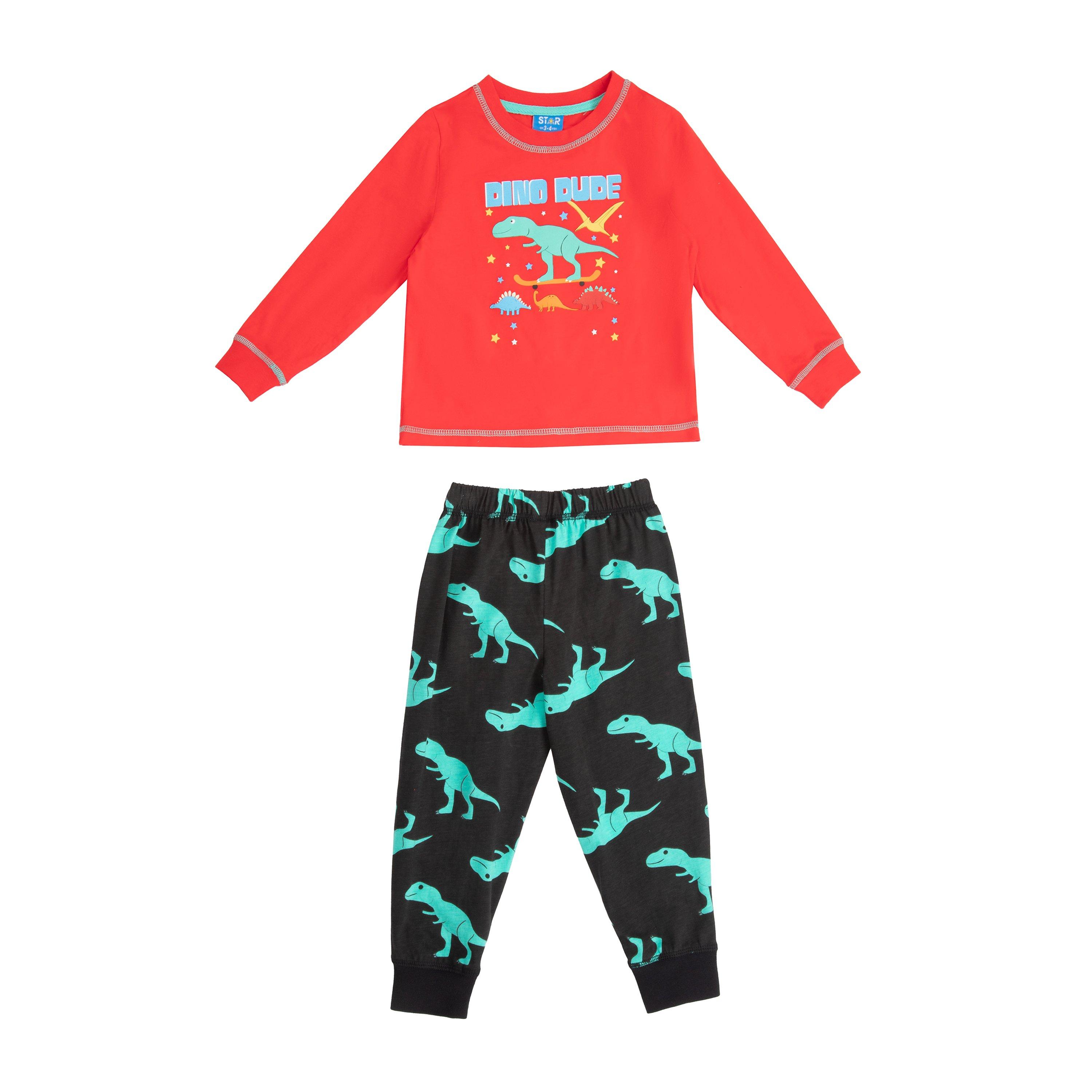 Red/Black - Star - YB Dino Pyjamas Dinosaur Boys - 1