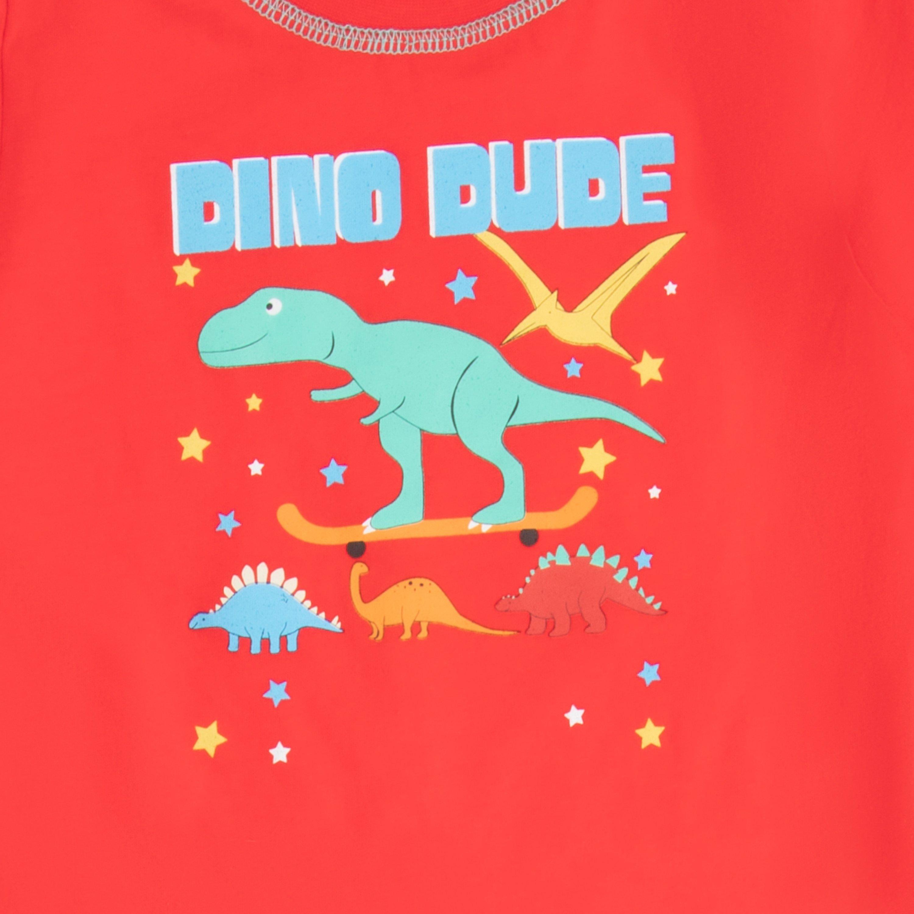 Red/Black - Star - YB Dino Pyjamas Dinosaur Boys - 3
