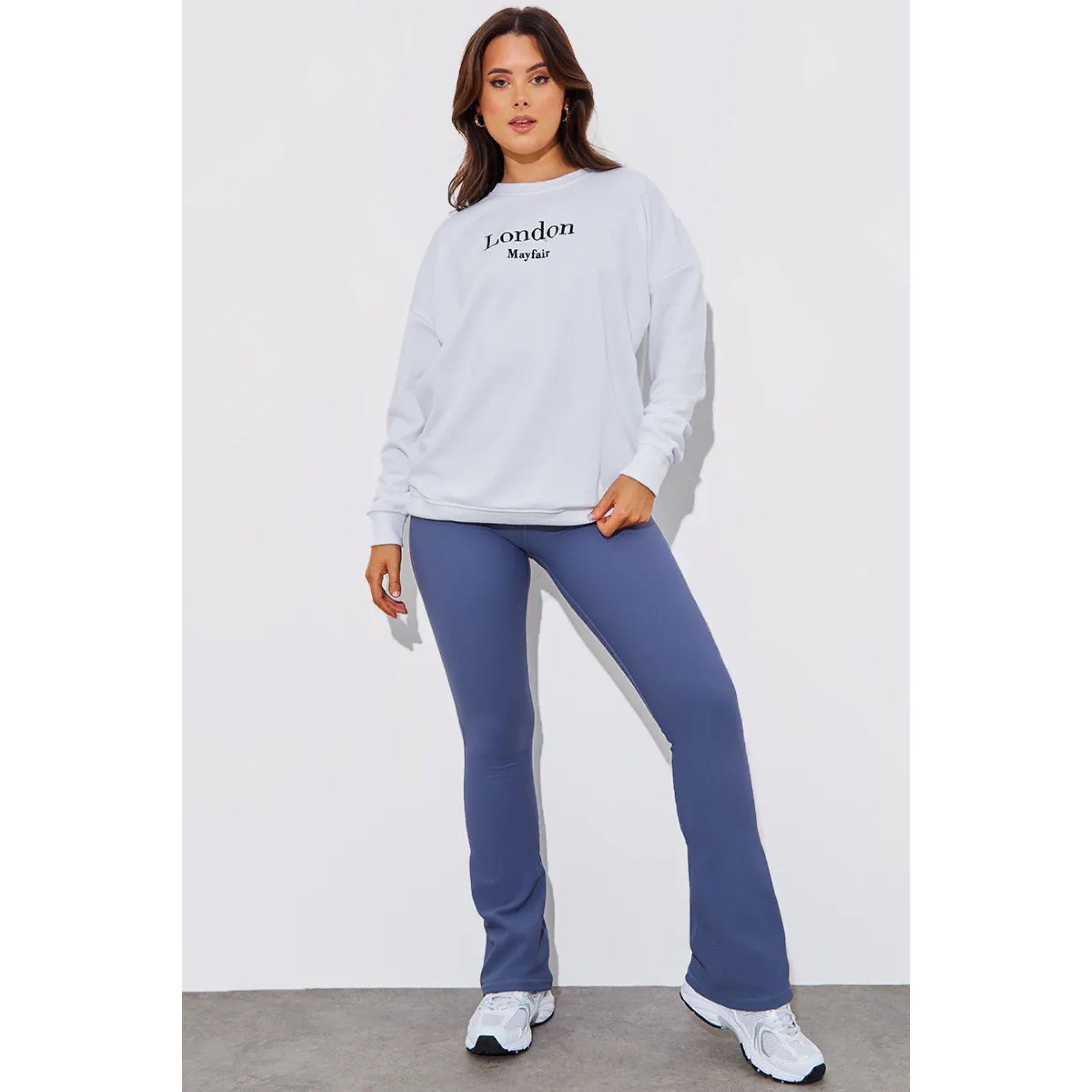 Blue - In The Style - Blue High Waist Kick Flare Rib Trouser - 1