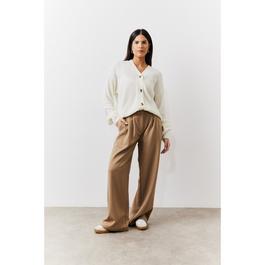 In The Style Tall Brown Adjustable Pleat Wide Leg Trouser