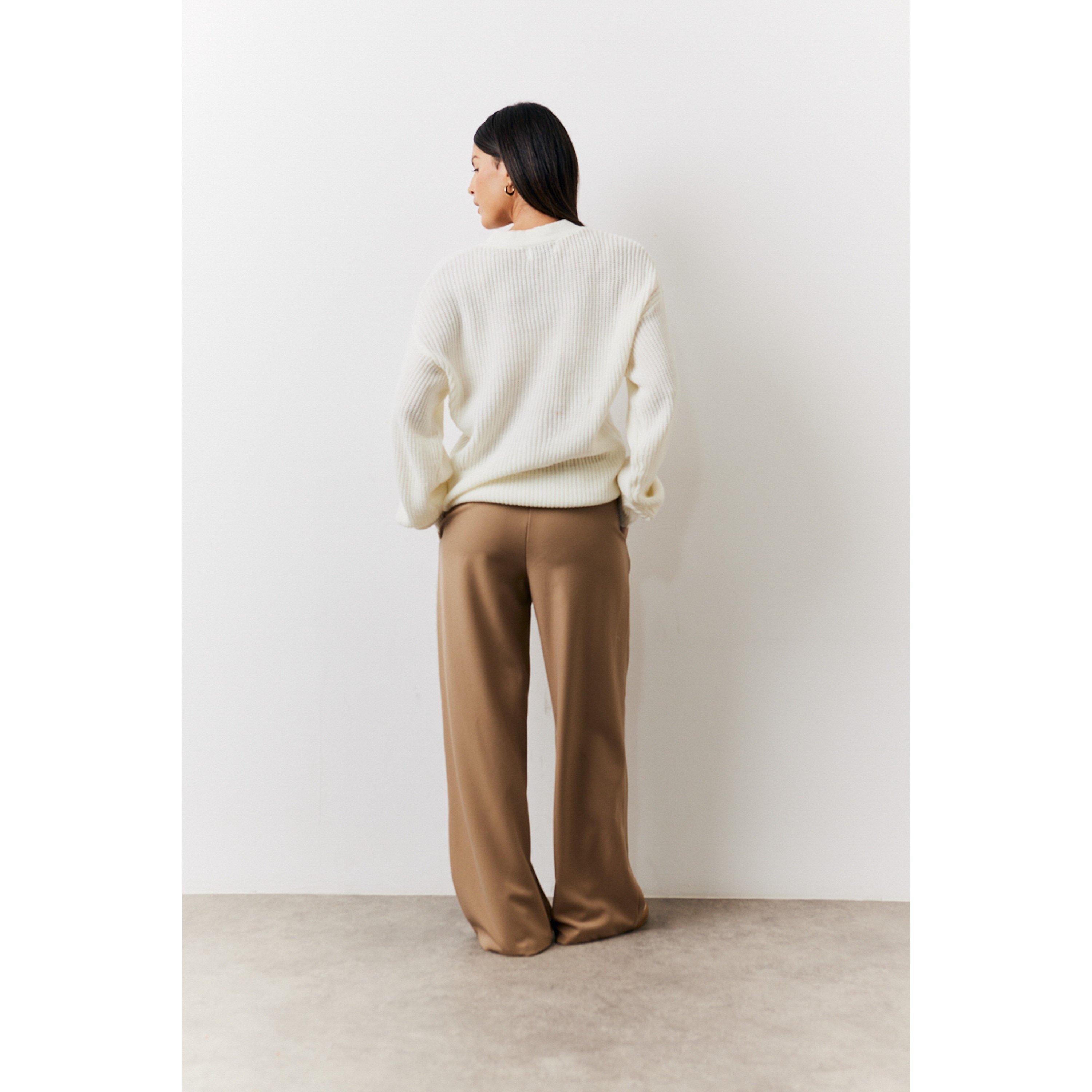 Brown - In The Style - Tall Brown Adjustable Pleat Wide Leg Trouser - 2