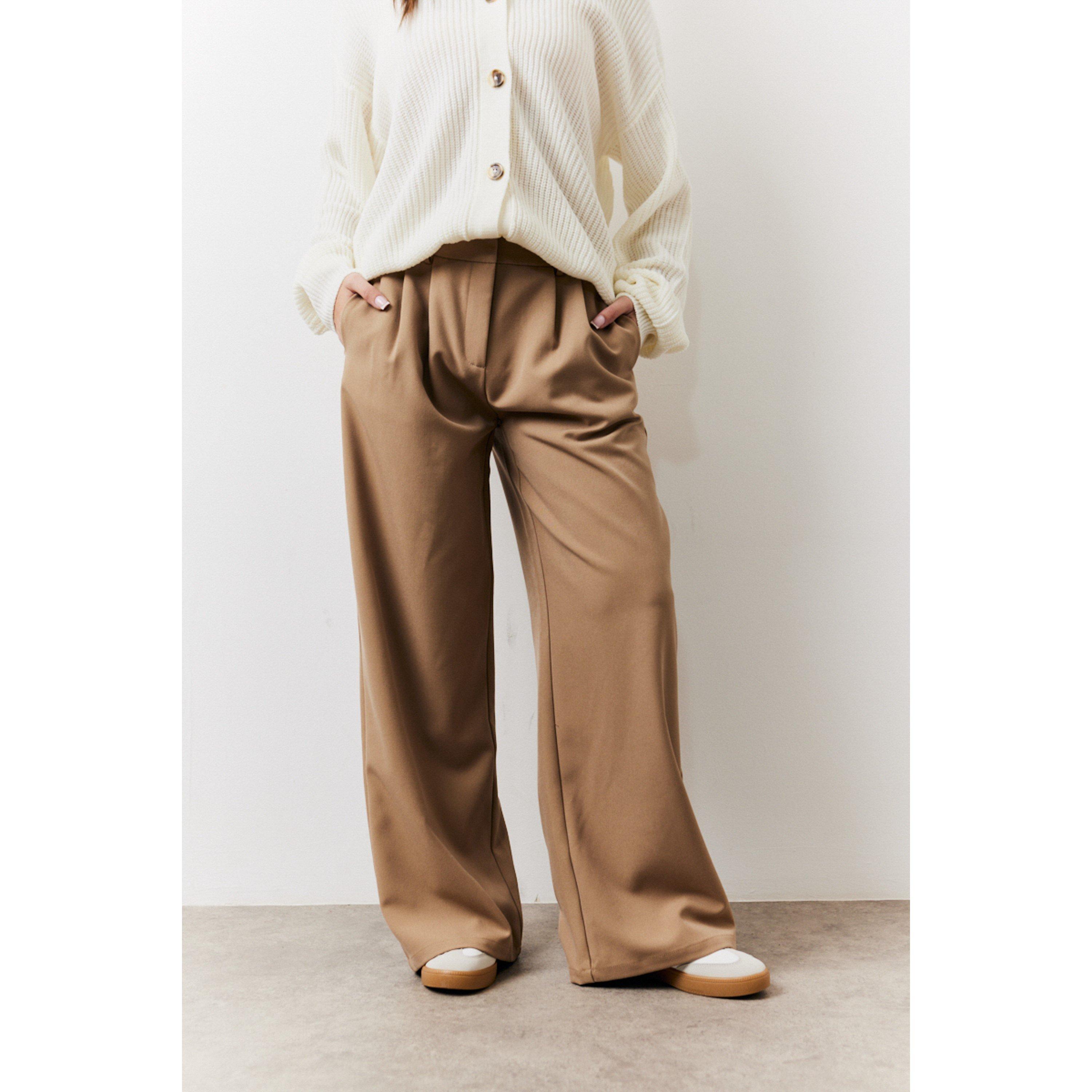 Brown - In The Style - Tall Brown Adjustable Pleat Wide Leg Trouser - 3