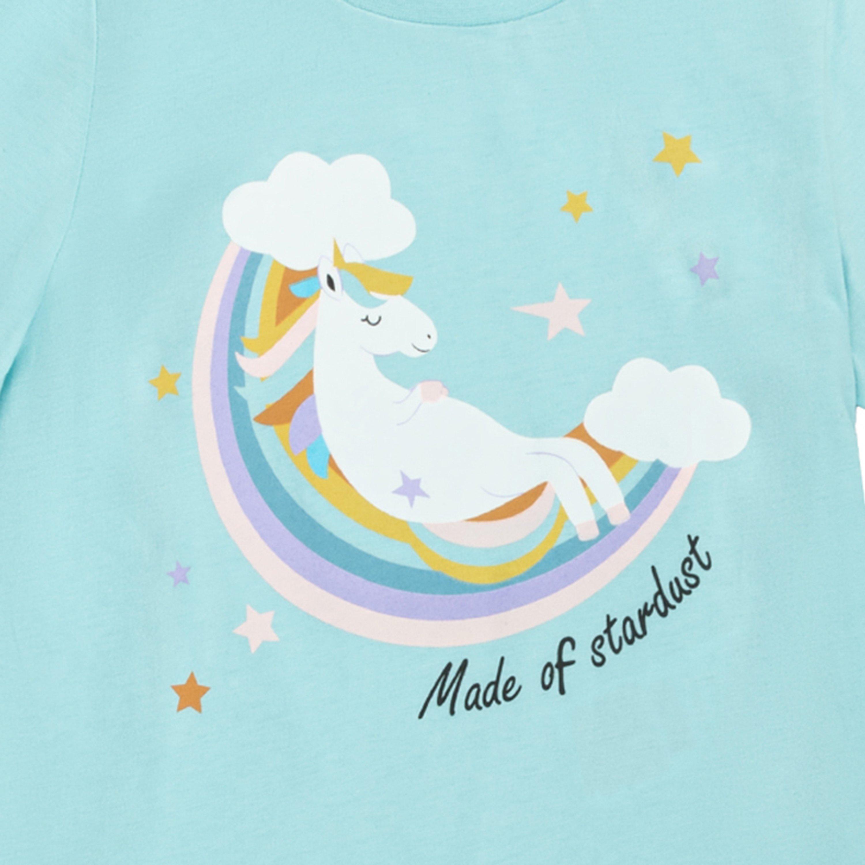 Blauw/Roze - Star - Unicorn Pyjama Set Girl - 3