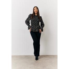 In The Style Multi Floral Belted Shirred Bust Blouse