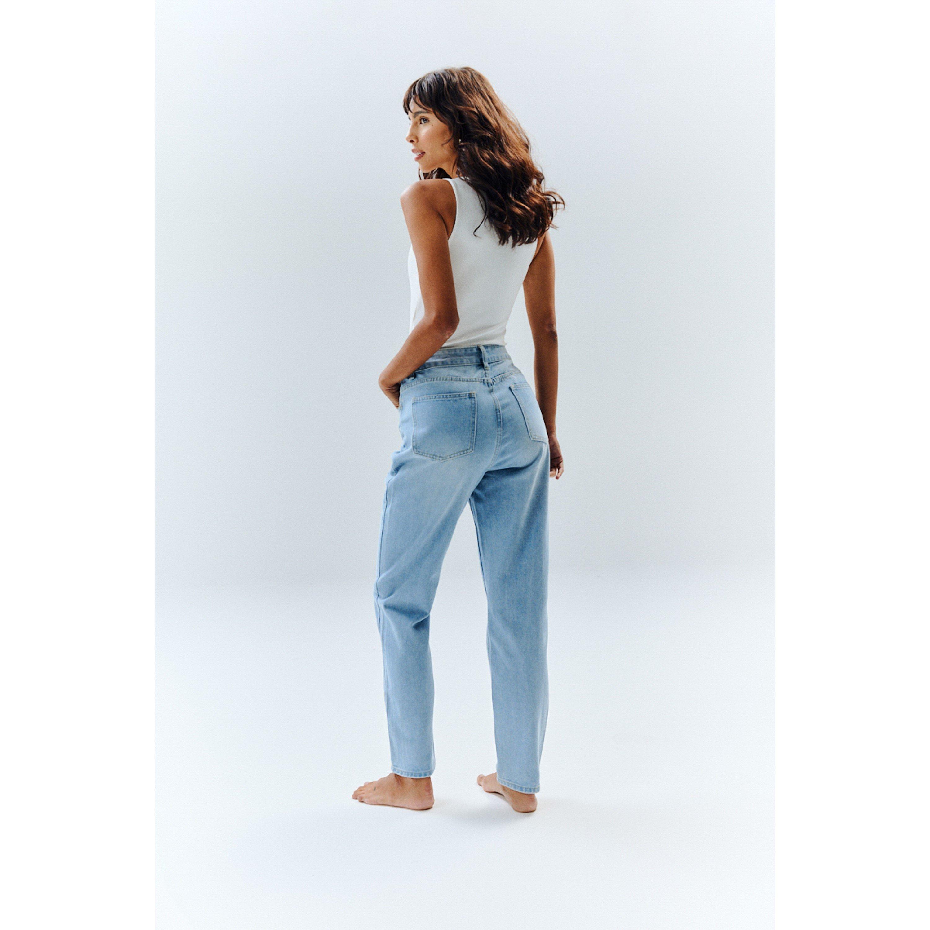 Light Blue - In The Style - Petite Light blue Sofia Straight Mom Jeans - 2
