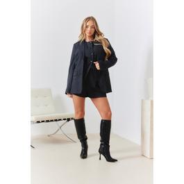 In The Style Navy Tailored Pinstripe High Waisted Co-ord Short