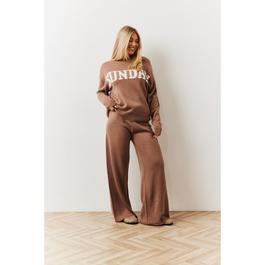 In The Style Mocha Sunday Knitted Co Ord Jumper