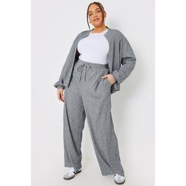 In The Style Petite Grey Textured Wide Leg Trousers