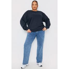 In The Style Charcoal Embroidered Distressed Oversized Sweatsh