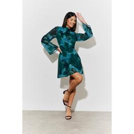 In The Style Green Draped Boat Neck Mini