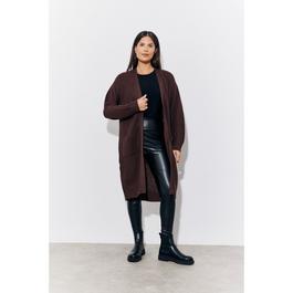 In The Style Chocolate Longline Belted Knitted Cardign