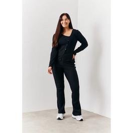 In The Style Black Brushed Rib Fit and Flare Trouser