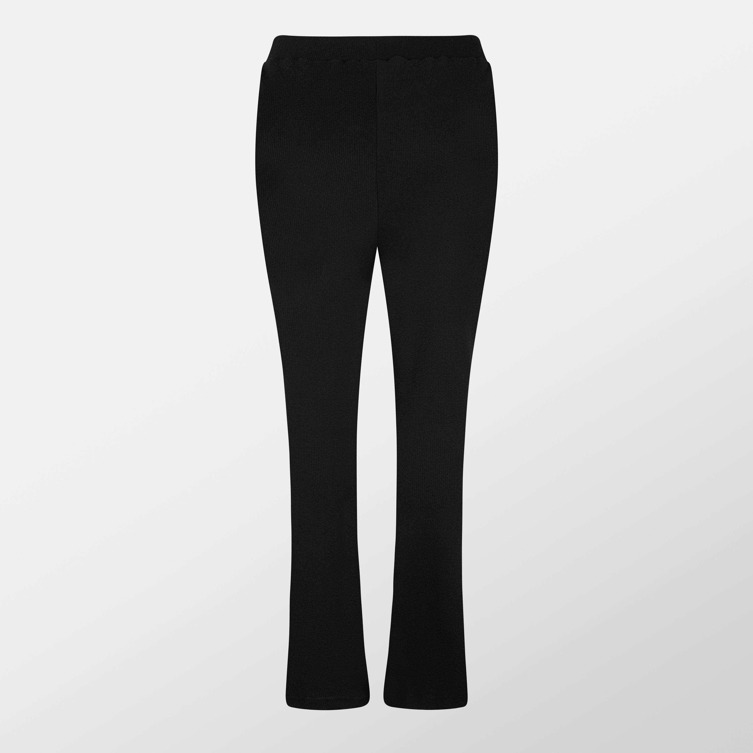 Black - In The Style - Black Brushed Rib Fit and Flare Trouser - 2