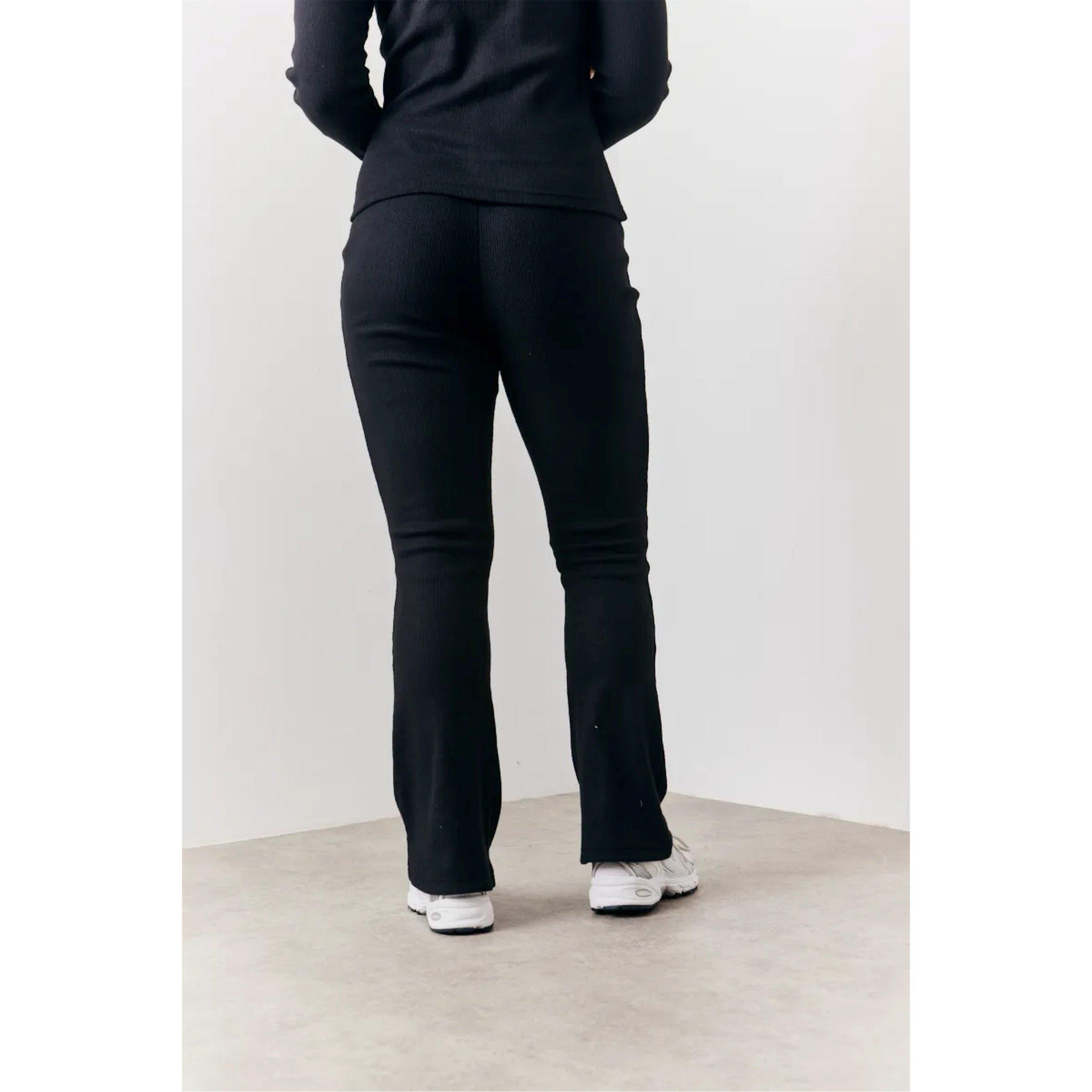 Black - In The Style - Black Brushed Rib Fit and Flare Trouser - 4