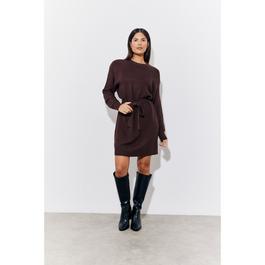 In The Style Chocolate Belted Knitted Jumper Dress