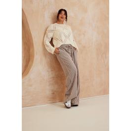 In The Style Neutral Knitted Pointelle Crew Neck Jumper