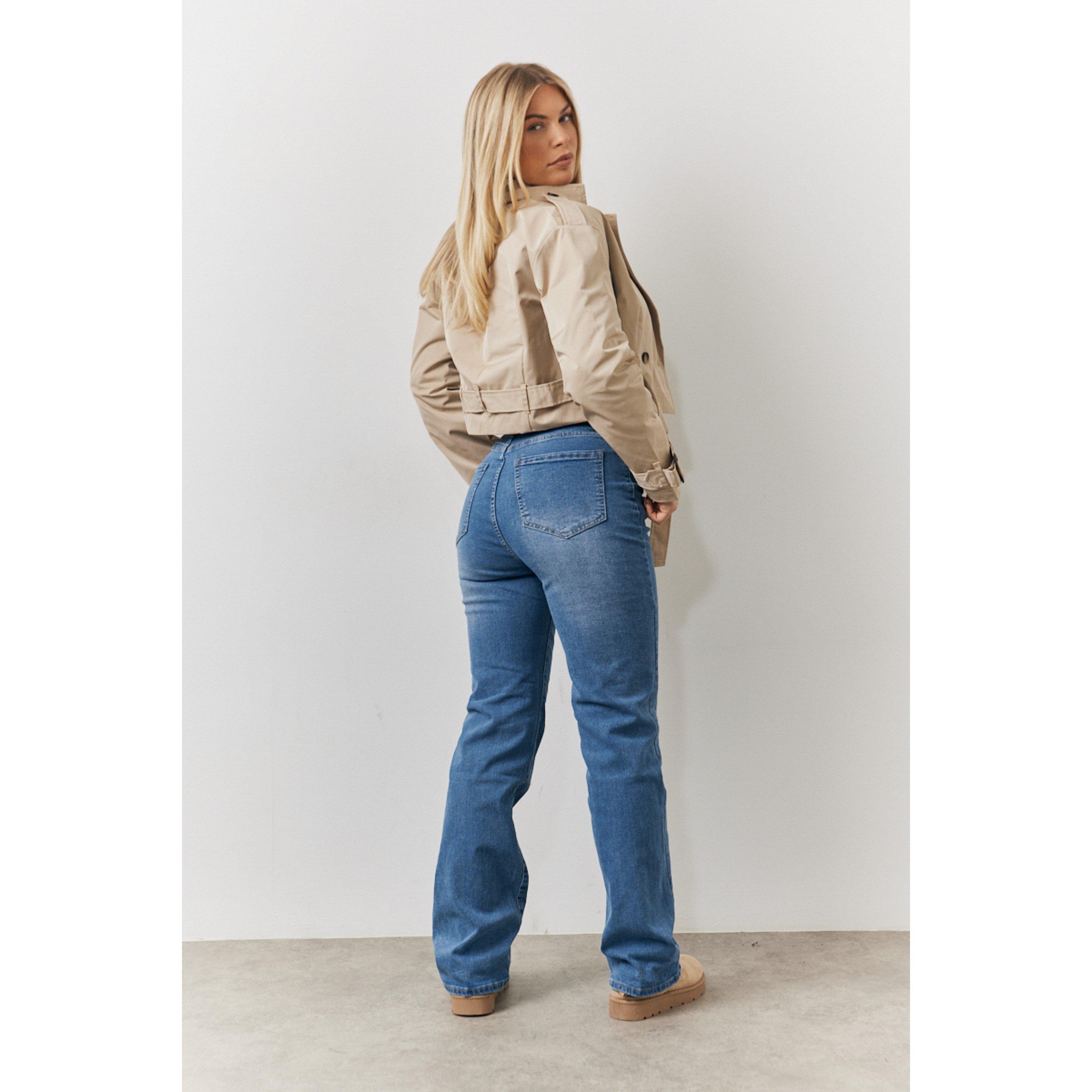 Brown - In The Style - Stone Cropped Belted Trench Coat - 2