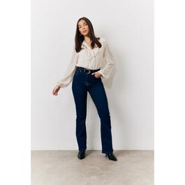 In The Style Cream Button Front Frill Bodysuit