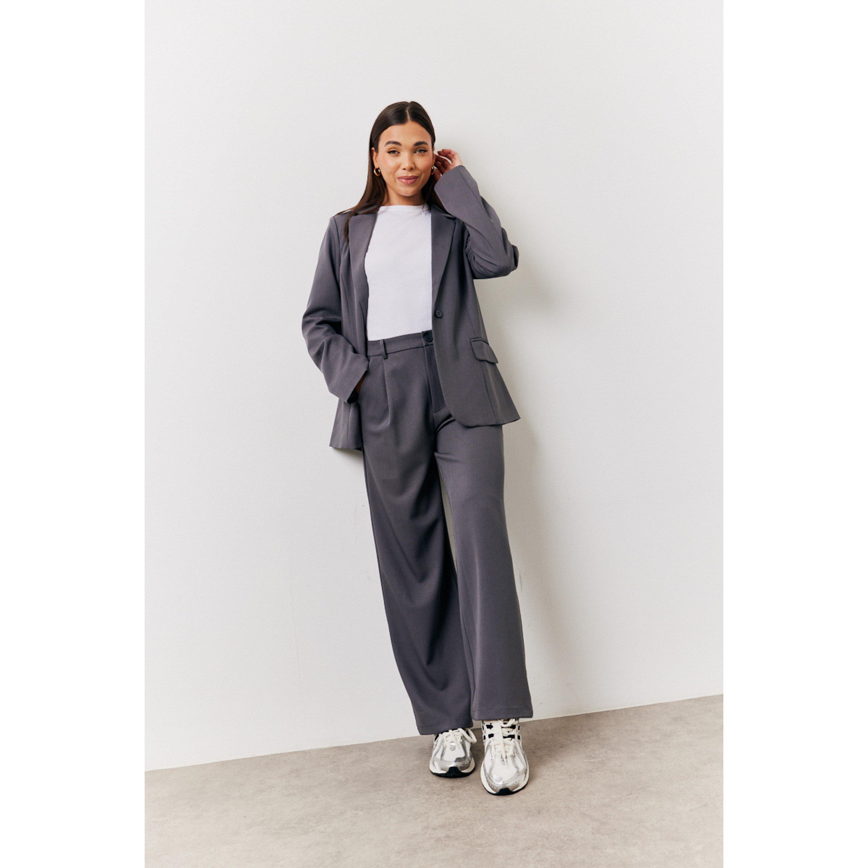 Charcoal - In The Style - Charcoal Elastic Waist Back Trouser - 1