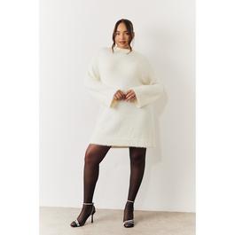 In The Style Cream Fluffy Bow Back Mini Dress