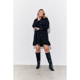 In The Style Black Peter Pan Collared Button up Smock Dress