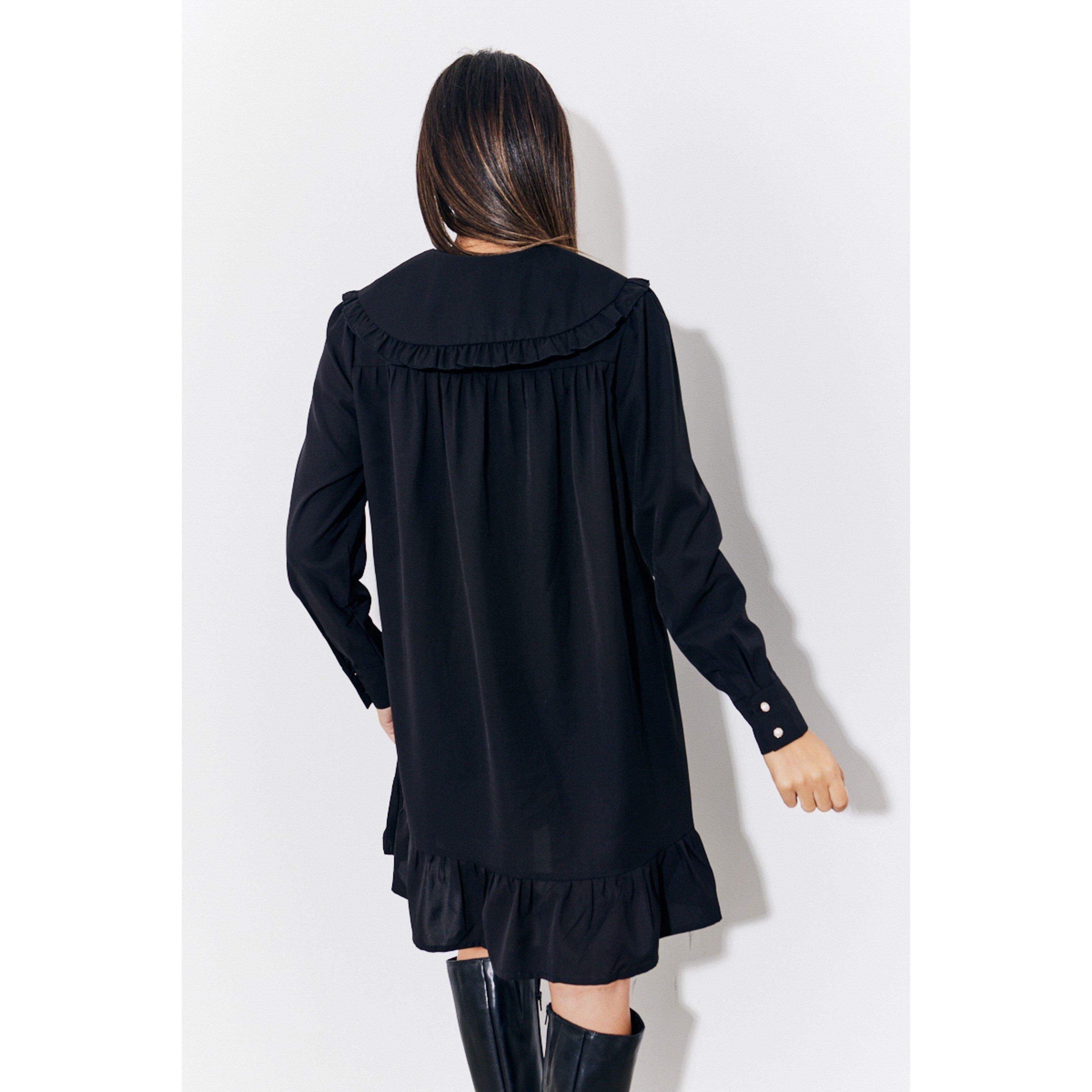 Black - In The Style - Black Peter Pan Collared Button up Smock Dress - 4