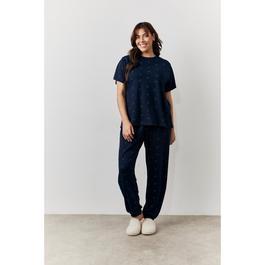 In The Style Navy Cherry Print T Shirt and Cuff Jogger Pj Set