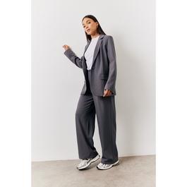 In The Style Charcoal Relaxed Pocket Detail Blazer